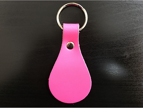 Fluorescent Pink - Real Leather Key Fob - Pear Drop